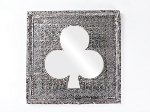 Eleganter Spiegel mit Silberrahmen, Kreuz(Spielkarte)51 x 51 cm