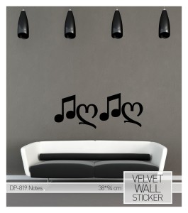 Wandtattoo aus Samt "Musiknoten"