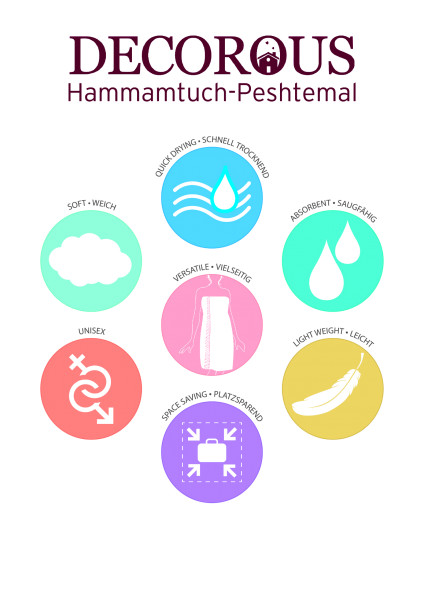 Hamamtuch "Basic" - koral-weiß