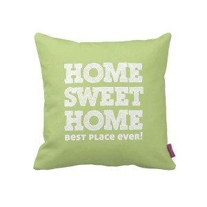 Grünes Dekokissen Home Sweet Home, B 43 x L 43 cm