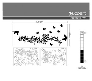 Wandtattoo aus Samt "Poison Love" mit Kristallsteinen