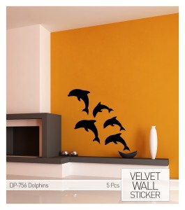 Wandtattoo aus Samt "Dolphins"