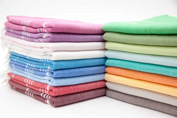 Hamamtuch "Basic" - koral-weiß