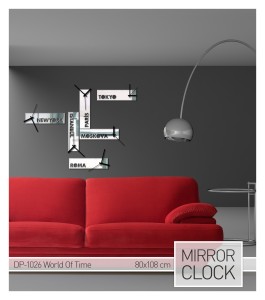 Spiegel Wanduhr "World of Time"