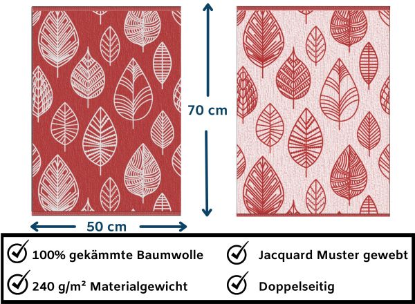 Arty Home Geschirrtücher 100% Baumwolle - 3er Set 50x70 cm - rot