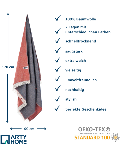 Arty Home Hamamtuch Strandtuch Saunatuch - Badetuch Duschtuch Sporthandtuch Handtuch Reisehandtuch D