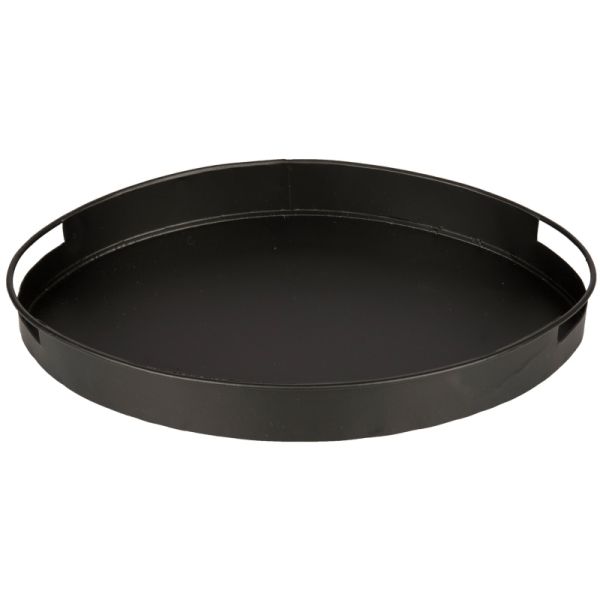 Ovales Tablett aus Metall, Schwarz