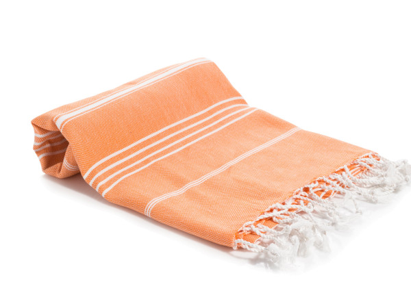 Hamamtuch "Basic" - koral-weiß