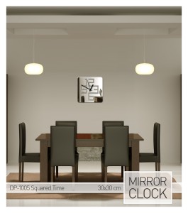 Spiegel Wanduhr "Square Time"