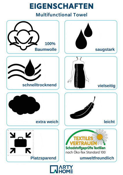 Arty Home Hamamtuch Strandtuch Saunatuch - Badetuch Duschtuch Sporthandtuch Handtuch Reisehandtuch D