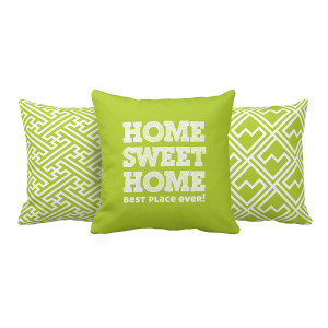 Grünes Dekokissen Home Sweet Home, B 43 x L 43 cm
