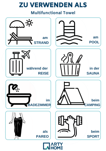 Arty Home Hamamtuch Strandtuch Saunatuch - Badetuch Duschtuch Sporthandtuch Handtuch Reisehandtuch D