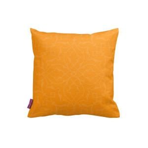 Oranges Design-Kissen mit Ornament, B 43 x L 43 cm