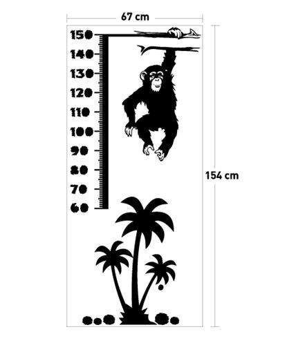 Wandtattoo "Affe mit Größentabelle" bis 150cm