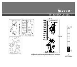 Wandtattoo "Affe mit Größentabelle" bis 150cm