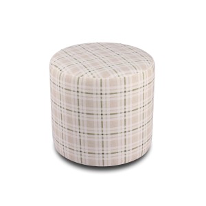 Sitzocker Ottomane Fußhocker Rund Hocker Polsterhocker - grün kariert