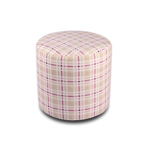Sitzocker Ottomane Fußhocker Rund Hocker Polsterhocker - fuchsia kariert