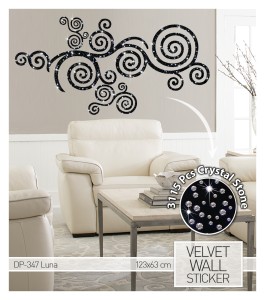 Wandtattoo aus Samt "Luna" mit Kristallsteinen