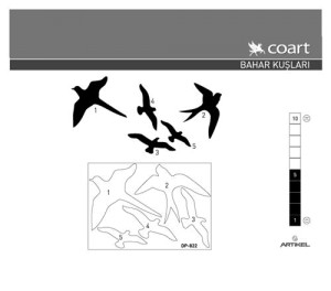 Wandtattoo aus Samt "Birds" mit Kristallsteinen